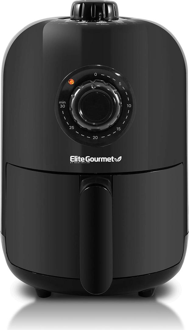 Elite Gourmet EAF-1121X Personal 1.1 Qt. Compact Space Saving Electric Hot Air Fryer Oil-Less Healthy Cooker, Timer & Temperature Controls, 1000W Black