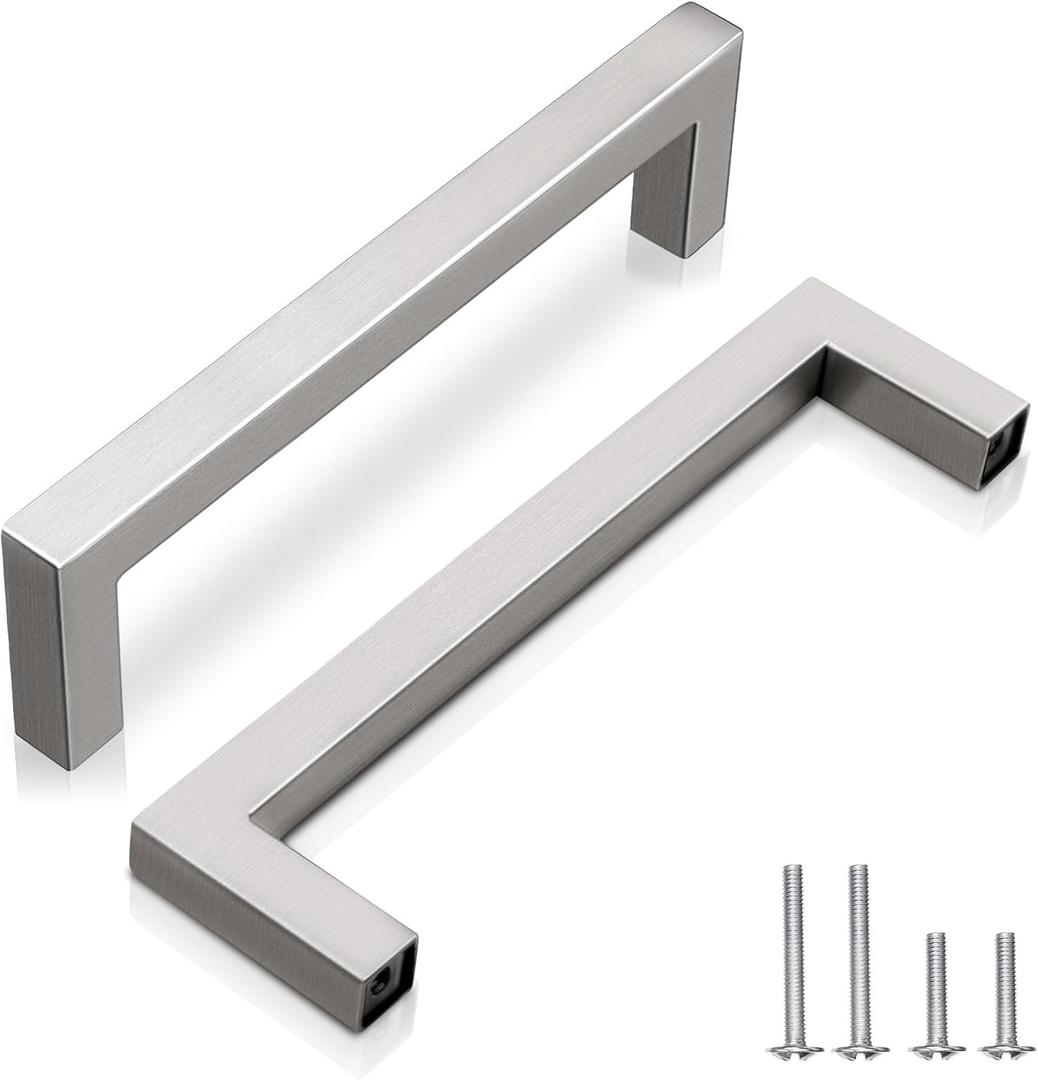 160mm (6-1/4") Brushed Nickel Stainless Steel Cabinet Hardware 15 Pack Durable Drawer Pulls & Dresser Handles for Kitchen, Bathroom, Cabinets