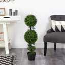Nearly Natural 34in. Boxwood Double Ball Topiary Artificial Tree (Indoor/Outdoor)