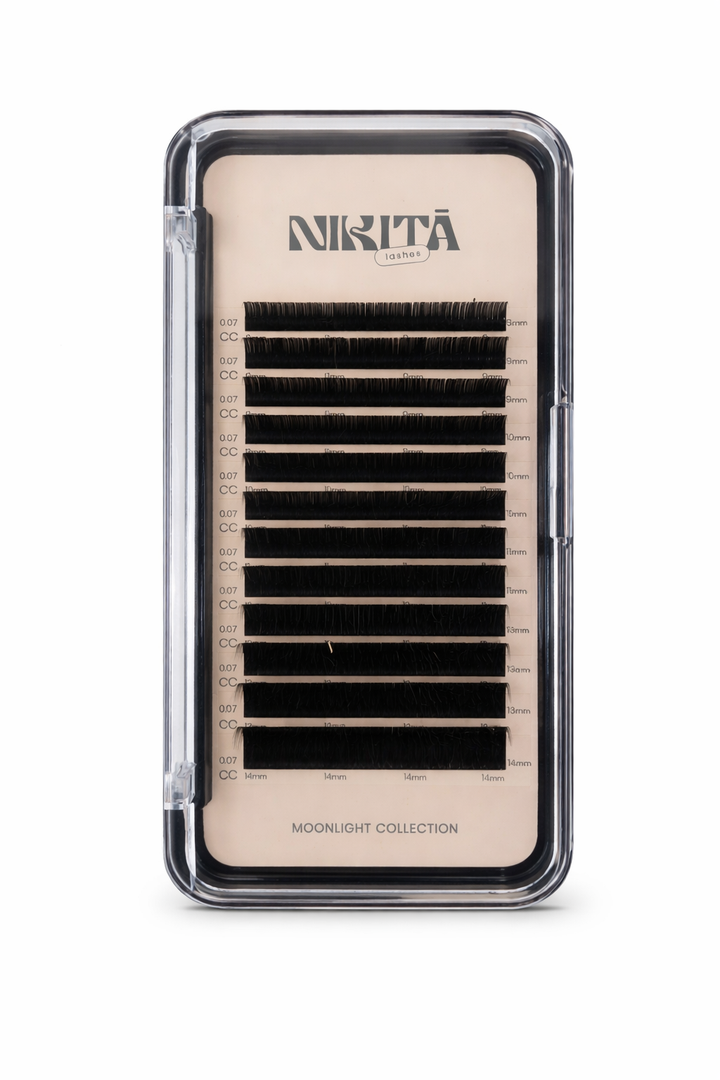 Nikita lashes, 12 Rows Black Volume False Lashes for Eyelash Extension with Nanometer PBT Material, Easy to Access and Match, Suitable for Beauty Salon