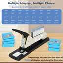 Heavy Duty Long Reach Stapler, 7000 Staples in Various Sizes with 30-200 Sheet Capacity,Long Arm Stapler,9.84”Adjustable Stapling Depth for Booklets & Office Document, Fixable Paper Guide