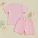 Toddler Baby Girl Summer Outfits Baseball Bow Fuzzy Embroidered T Shirt Top Shorts 2Pcs Baseball Game Day Clothes (Pink)