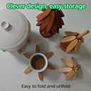 Premium Wooden Trivets Set of 3 - Auto Unfold Tree Design Hot Pot Holders & Countertop Protectors | Walnut Wood