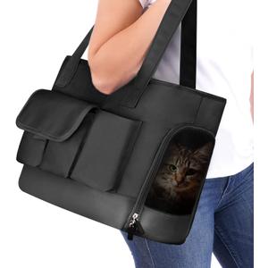 Cat Carrier, Dog Carrier, Pet Carrier, Foldable Waterproof Premium PU Leather Oxford Cloth Dog Purse, Portable Bag Carrier for Small to Medium Cat and Small Dog, Airline Approved Soft-Sided Carrier (Black) Cat Carrier, Dog Carrier, Pet Carrier, Foldable Waterproof Premium PU Leather Oxford Cloth Dog Purse, Portable Bag Carrier for Small to Medium Cat and Small Dog, Airline Approved Soft-Sided Carrier (Black)