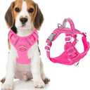 BARKBAY Dog Harness No Pull with ID Tag Pocket - Heavy Duty, Reflective, Easy Control for Large Dogs(Pink,M)