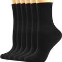 BISOUSOX Thin Merino Wool Boot Socks for Women, Warm Black Winter Cozy Comfy Breathable Dress Crew Hiking Socks Womens (6-9, 6 Pairs-black)