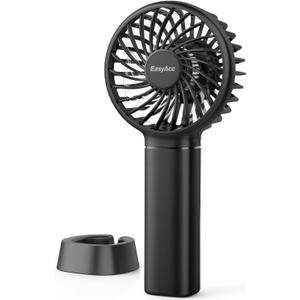 EasyAcc Mini Portable Handheld Fan, 3 Speed USB C Rechargeable Battery Operated 3350 mAh Mini Pocket Personal Lash Fan with Lanyard Base for Kids Girls Women Travel Indoor Outdoor Black