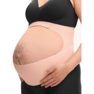 Momcozy Pregnancy Belly Band, CozySupport Ergonest Maternity Belly Band, Invisible Pregnancy Belt for Back, Abdomen, Waist (XX-Large, Oyster Pink)