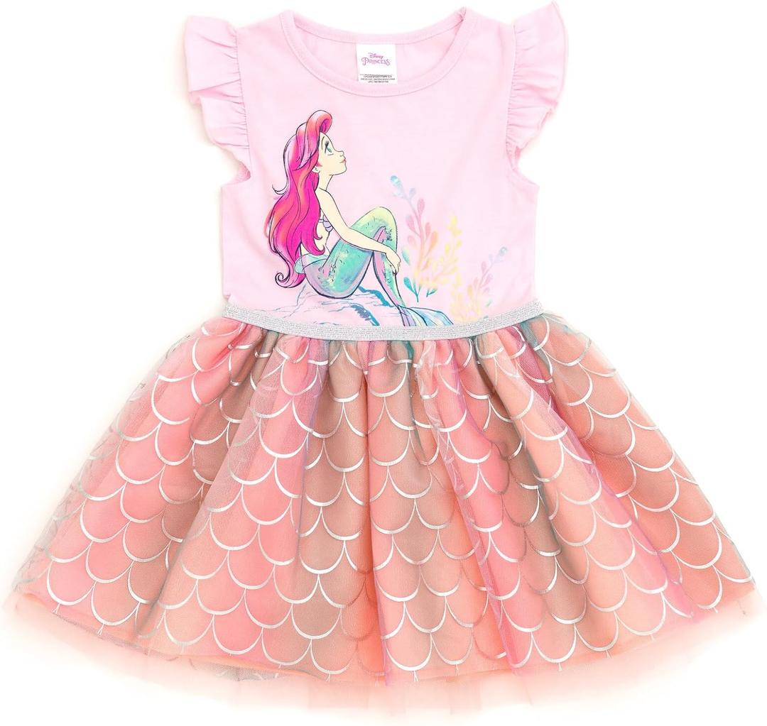 Disney Tulle Tutu Dress Infant to Big Kid Sizes (5T, Rainbow Mermaid)