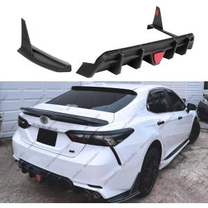 3pcs Rear Diffuser with Led Red Brake Light Compatible with 2018-2024 Toyota Camry SE XSE, with Corner Winglet Bumper Body Splitter Extension Fit for 2018 2019 2020 2021 2022 2023 (Matte Black)