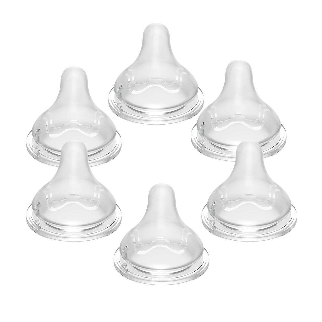 Silicone Nipples for Lansinoh Bottles, Replacement Nipple Anti-Colic for Baby 1m+, BPA Free, Slow Flow, Size S, 6 Count