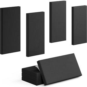 4 Pack High-Density Core with Fabric Cover Acoustic Panels 24122 In Self-Adhesive Soundproofing and Sound-Absorbing Wall Panels for Echo Reduction in Studio, Theater, or Recording (Midnight Black)