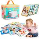 Jollybaby Reusable Soft Cloth ABC Alphabet/Letters Animal Flash Cards for Baby 0-3-6-9-12-18 Month, Curious Baby First Words Learning Activity Flashcards, Tummy Time Toy Gift for 1 Year Old Boy Girl