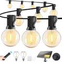 120FT Solar String Lights Outdoor Waterproof with Remote, G40 Solar Powered String Lights with 40+2 LED Shatterproof Bulbs, Dimmable Solar Patio Hanging Lights for Outside Backyard Party