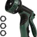 Garden Water Hose Nozzle, Water Spray Nozzle with 10 Spray Modes Suitable for Watering Plants, Iawns and Gardens, Car Washing, Cleaning, Showering Pets and Outdoor Fun, Green