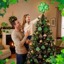 St. Patrick Day Tree Toppers LED Lighted Wood Shamrock Treetop Plug Lucky Shamrock Ornaments Green Irish Tree Decoration for St. Patrick's Day Holiday Indoor Outdoor Party Favors (10 Inches)