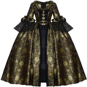 CosplayDiy Women's Queen Marie Antoinette Rococo Ball Gown Gothic Victorian Dress Costume Gold Black (Black, M)