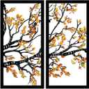 AWISIBI Metal Wall Art - Tree Branch Design, 4 Panels, Living Room Decor, Housewarming Gift, 40"x20"