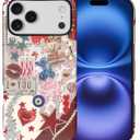 DAIZAG Case for iPhone 17 Pro Max,Mixed 2 Layer Design Shockproof Soft TPU Ddouble Protection Phone Case for iPhone 17 Pro Max-Conch Red Pearl Collage