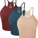BAMBOO COOL Women's Seamless Tank Top Moisture-Wicking Workout Ribbed Camisoles U-Neck Camis 3-Pack (XS)