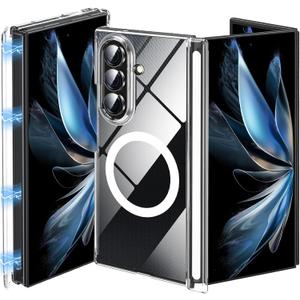 Hensinple Magnetic for Samsung Galaxy Z Trifold Case, Z Trifold Case [Compatible with MagSafe]Transparent Military Grade Drop Magnetic Hinge Protection Rugged Slim Protective Bumper Phone Cover(Clear)