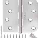 24 Pack Brushed Nickel Door Hinges, 4 Inch Heavy Duty Hinges with 5/8" Radius & Square Corners, Satin Finish, Removable Pin, Quiet for Interior & Exterior Doors