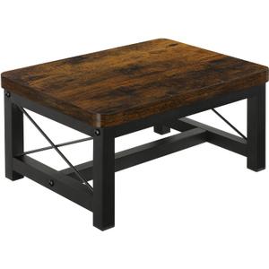 YINMIT Wooden Step Stool for Adults, Heavy Duty Step Stool for High Bed with Non-Slip Feet, Using for Bedroom, Living Room, Bathroom and Kitchen, Hold Up to 500 LBS (Rustic Brown 1 Tier)