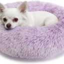 nononfish Cozy Calming Dog Bed,Soft Plush Donut Pet Bed