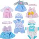 BABESIDE 6 Pcs Alive Baby Doll Clothes Set – Bitty Doll Clothes for 810 Inch Dolls & Plush Toys, Cute Pretend Play Doll Outfits,Pretend Play Accessories for Toddlers Girls (No Dolls)
