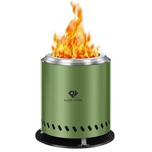PY SUPER MODE Tabletop Fire Pit with Stand 10.2 x 8.7 in, Smokeless Firepit Camping Outdoor Table Top Firepit for Urban & Suburbs with Portable Travel Bag, Fueled by Pellets or Wood, Stainless Steel