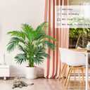 Worth Garden 4ft Artificial Areca Palm Plant, Fake Cane Palm Silk Tree Indoor Outdoor, Dypsis Lutescens, 47in Realistic Faux Silk Plants for Office Decoration