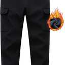 WaltZon Boys Girls Snow Pants Waterproof Fleece Lined Ski Pants Kids Insulated Winter Hiking Pants Outdoor Softshell with Zipper Pockets(3801SnowBlack16)