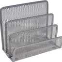 VANRA Small Letter Sorter Desktop File Holder Organizer Metal Mesh with 3 Vertical Upright Compartments (Silver)