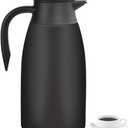 Thermal Coffee Carafe 70 oz / 2L Insulated Stainless Steel, Coffee Carafes Double Walled Vacuum Pot Flask - Hot Beverage Dispenser/Water, Tea - Keep 12/24 Hours Hot/Cold (Black)