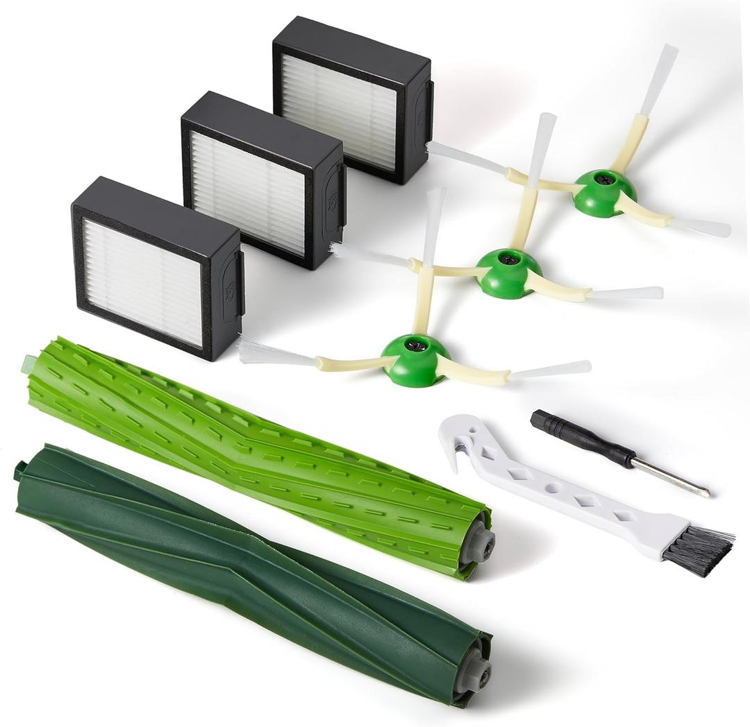 Replacement Parts & Accessories for iRobot E, I & J Series, Combo i5, j5 Series Robot Vacuum, Dual Multi-Surface Rubber Brushes & 3 HEPA Filter & 3 Edge-Sweeping Brushes