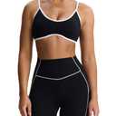 Aoxjox Women's Color Block Workout Sports Bras Fitness Lexi Lined Strappy Bra Athletic Yoga Crop Tank Medium