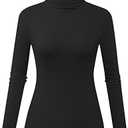 Herou Womens Long Sleeve Turtleneck Slim Fitted Lightweight Casual Active Layer Tops Shirts.S