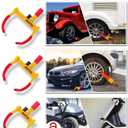 Tevlaphee Universal Wheel Lock Heavy Duty Security Trailer Wheel Lock Anti Theft Wheel Locks for Cars SUV Camper Motorcycle Trailer Great Deterrent Bright Color with 3 Keys (Red-Yellow)