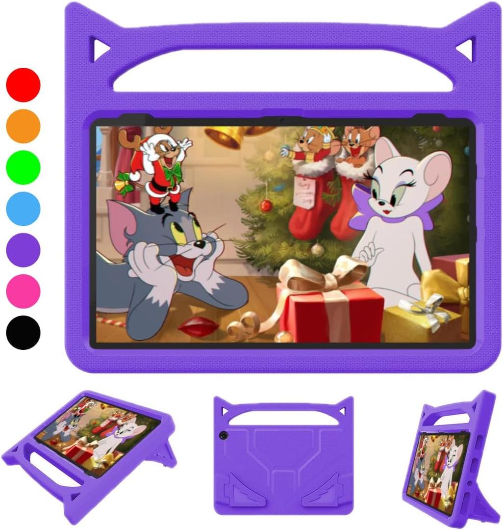 10 Inch Tablet case for Kids,Light Weight Shock Proof Handle Stand Kids Friendly.2023/2021 Release.Incompatible with TCL iPad Samsung 10in Tablet.Purple