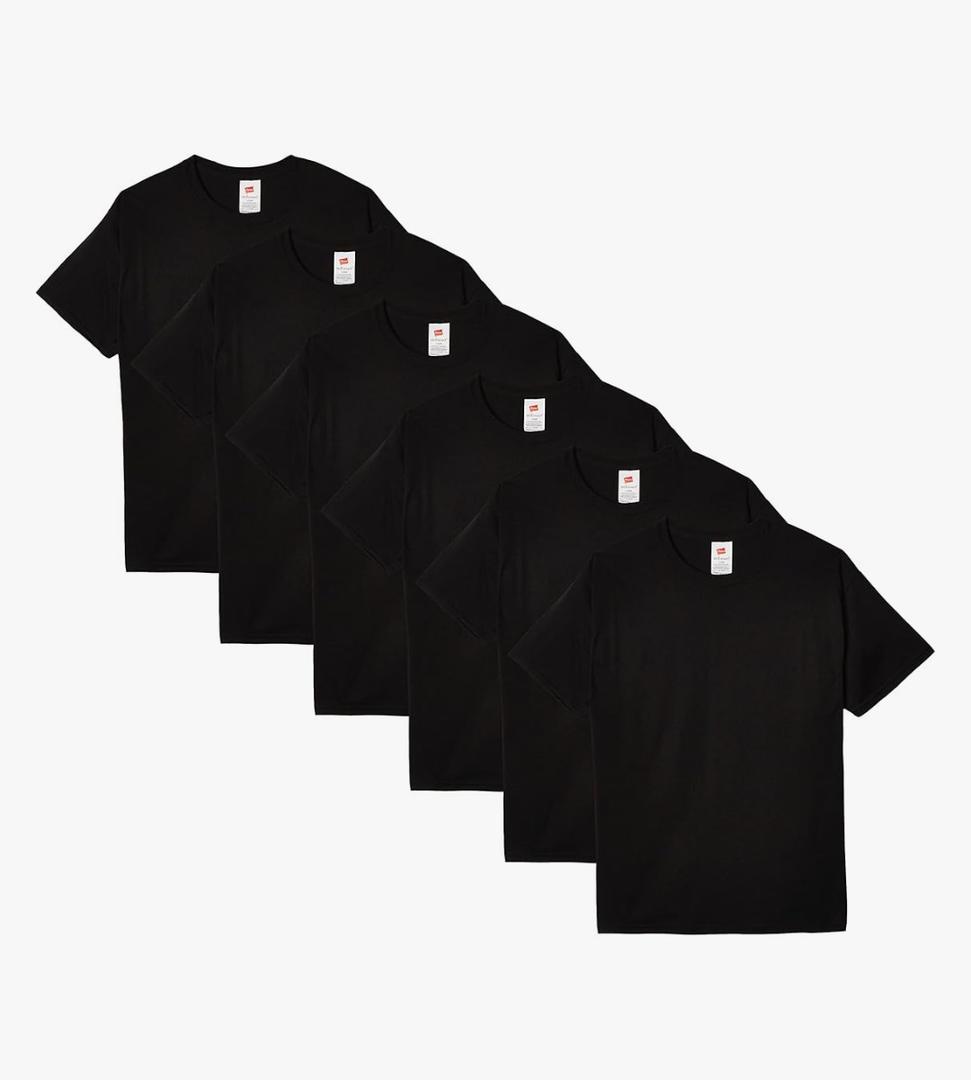 Hanes Men's Ecosmart T-Shirt (Pack of 6) Large, Black