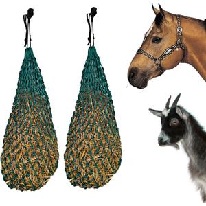 Majestic Ally 2 pcs Ultra Slow Feed 1.5"x1.5" Holes 40 Hay Net for Horses and livestocks. (Hunter Green)