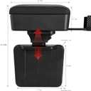Car Armrest Storage Box with Cup Holder, Adjustable Leather Auto Seat Gap Filler Armrest Extender Pad, Liftable Forearm Wrist Support Center Console Storage Case for SUV Truck (Black)