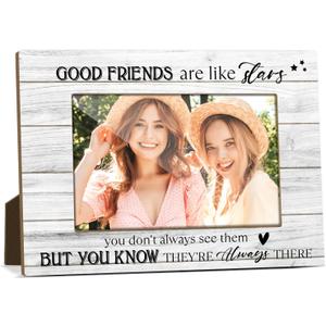 Best Friends Are Like Stars Picture Frame, Friendship Gifts for Women Men, Long Distance Gifts for Best Friend, 4x6 Photo Frames Tabletop Display for Home Office Desk Decor 