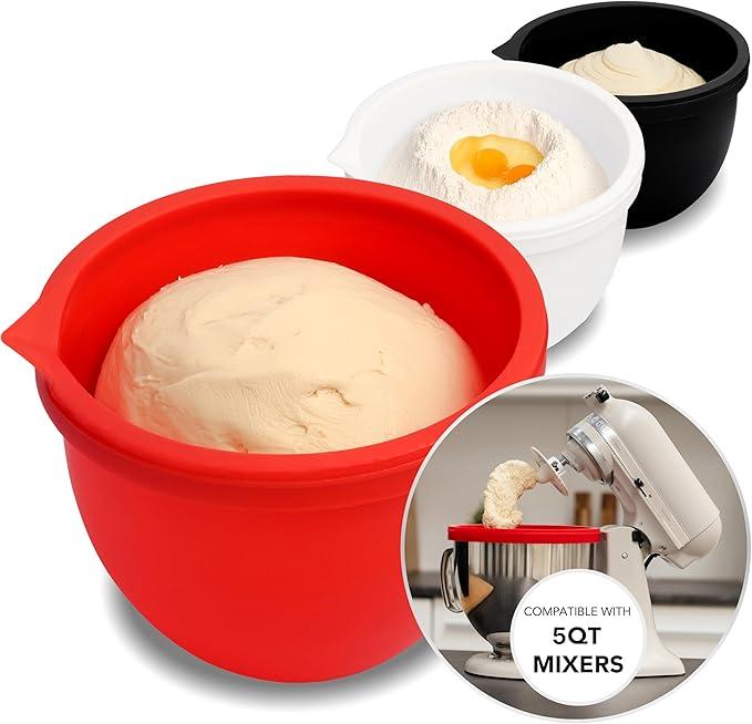 Mixaid Silicone Liners for Kitchenaid 5 Quart Stand Mixer, 2 Liners with Lids, Replacement Mixers Bowls