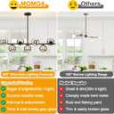 Globe Modern Sputnik Chandeliers for Dining Room Chandelier, 7-Light Dining Room Light Fixture Over Table, Mid Century Linear Chandelier Matte Black and Smoky Grey Bubble, 43.3 Inch (Bulbs Excluded)