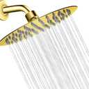 NearMoon Rain Shower Head, Ultra-Thin Design-Pressure Boosting, Awesome Some Experience, High Flow Stainless Steel Rainfall Head (8 Inch,Chrome Gold)
