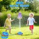 4-in-1 Water Sprinkler for Kids, Water Outdoor Baseball Rocket Launcher Toy with Water Sprinkler Baseball Toy, Kids Outdoor Sprinkler for Summer Backyard Lawn Pool Party for Ages 3-8 (Blue)