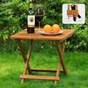 Idzo Mira Acacia Wood Folding Bistro Side Table Outdoor, 19.5 Inch x 19.5 Inch, Heavy Duty 200 Lbs Capacity Loading, Space-Saving for Garden & Balcony, No Assembly, Small Size