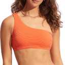 Seafolly Women's One Shoulder Bandeau Bikini Top Swimsuit (8, Sea Dive Mandarin)
