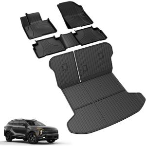 Floor Mats for 2023-2025 2026 Kia Sportage Gas Cargo Mat with Backrest Mat - All Weather Floor Liners Cargo Liner with Seat Back Protector Full Set for Sportage Accessories (Not for Hybrid)